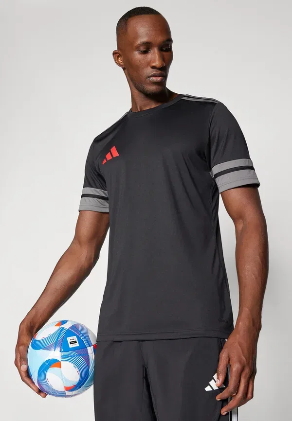 Футболка спортивная с коротким рукавом Squadra25 Adidas Performance, черный/командный серый четыре/чистый рубин — фото 4