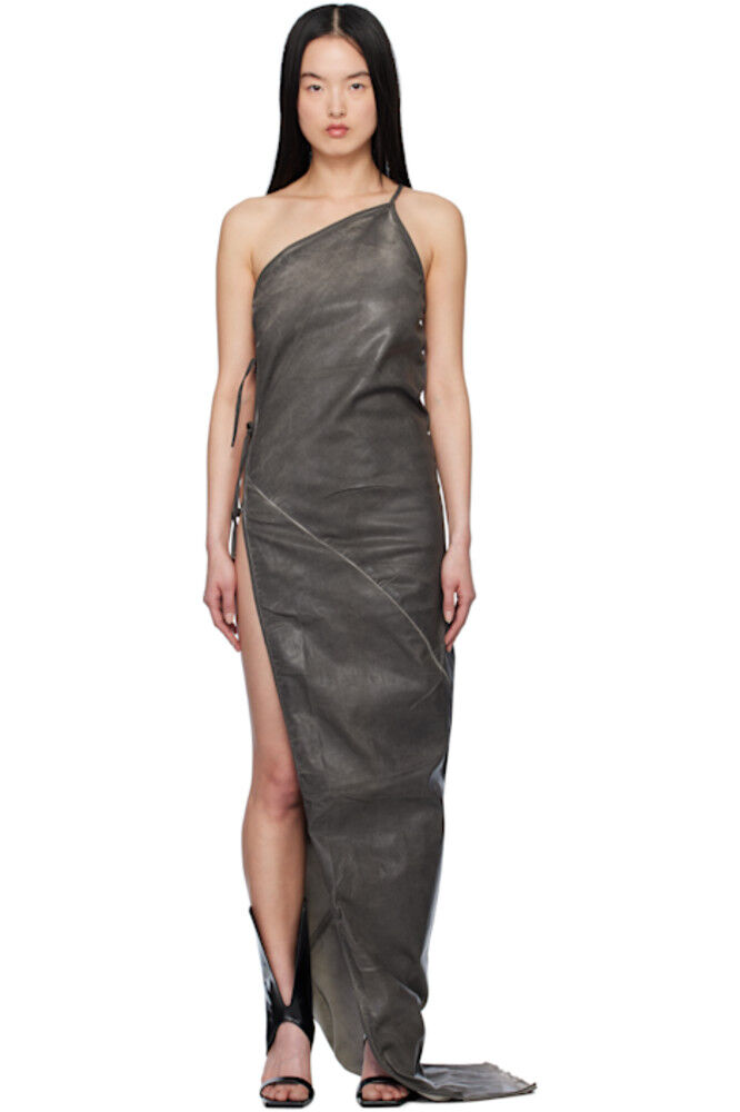 

Серое перекрашенное платье макси Taco Rick Owens DRKSHDW