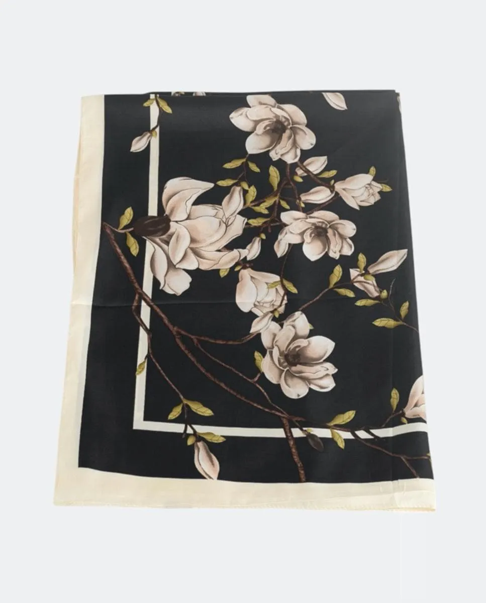 

Платок из полиэстера с цветочным узором, квадратный, легкий и элегантный аксессуар для женщин Kbas, черный