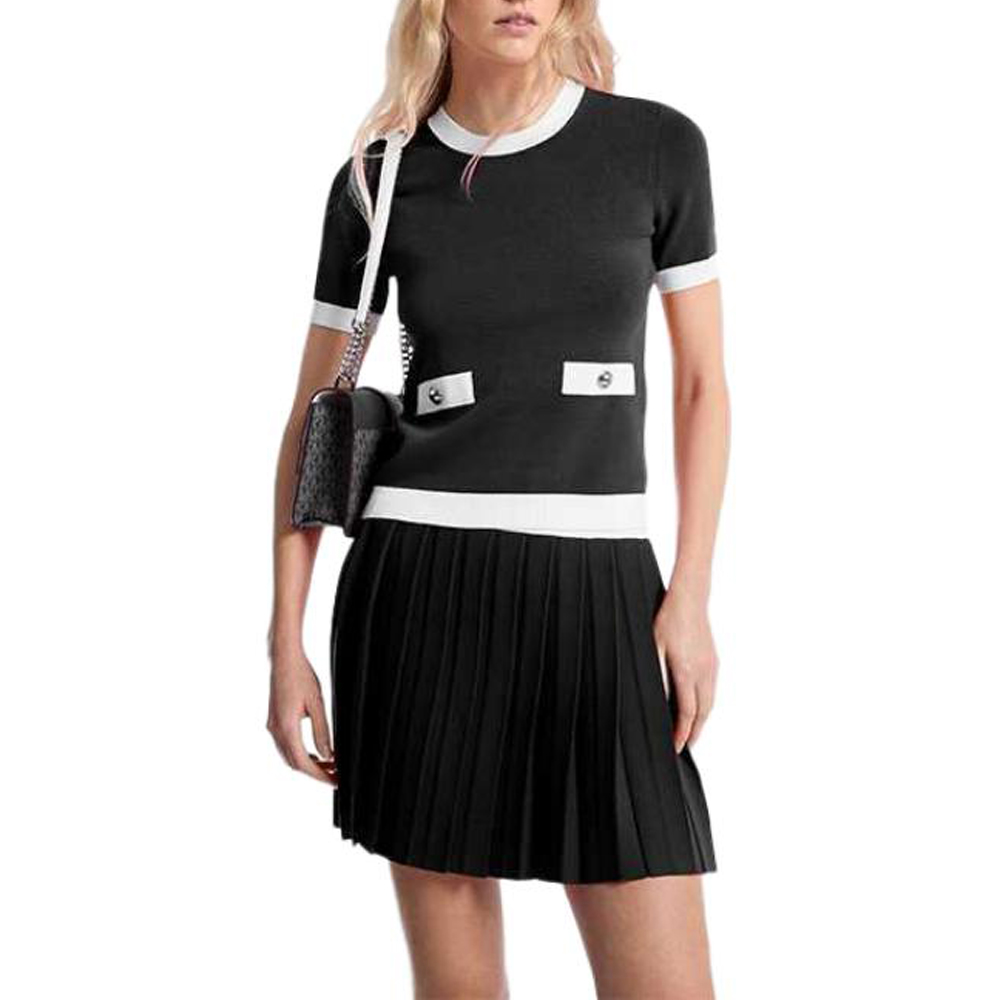 

Растягивающийся топный свитер с коротким рукавом MICHAEL KORS, черный