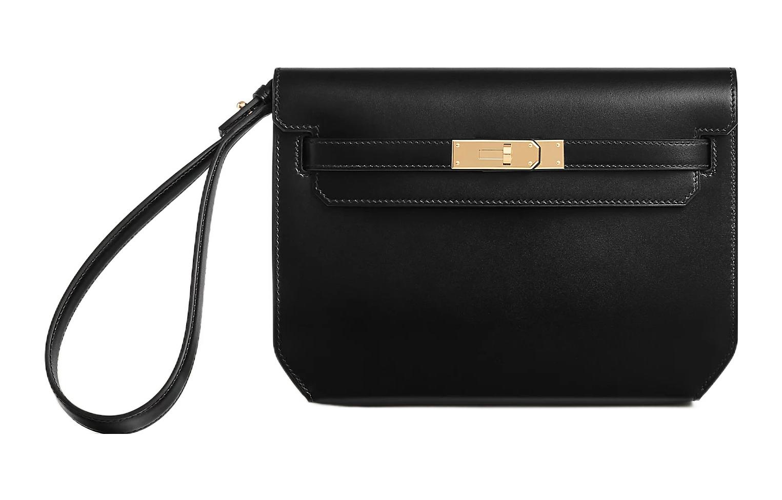 

HERMES Мужской кожаный клатч Kelly Depeches Box, черный, Noir