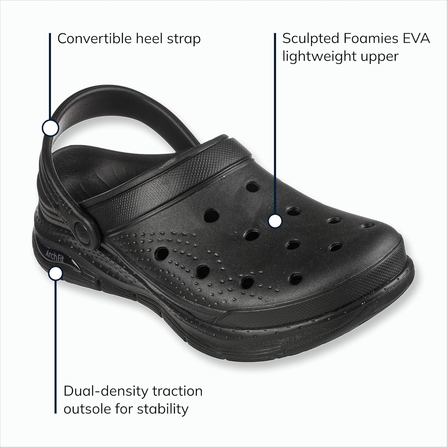 Мужские сабо Skechers Foamies: Arch Fit Valiant, черный — фото 4