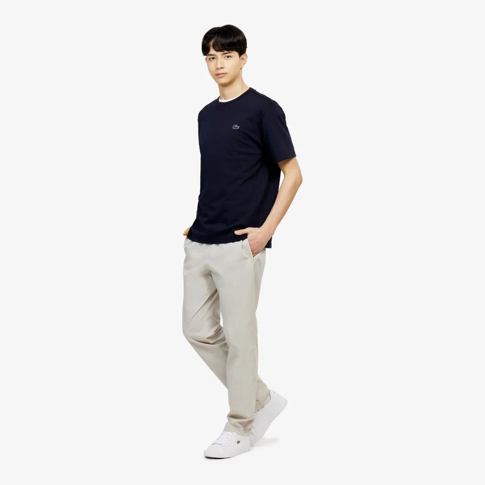 Мужская базовая футболка, тёмно-синяя, от Lacoste — фото 4
