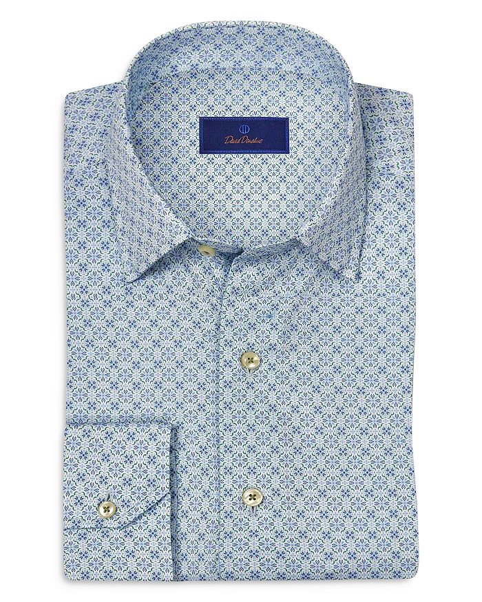 

Спортивная рубашка Regular Fit с геометрическим принтом David Donahue, синий