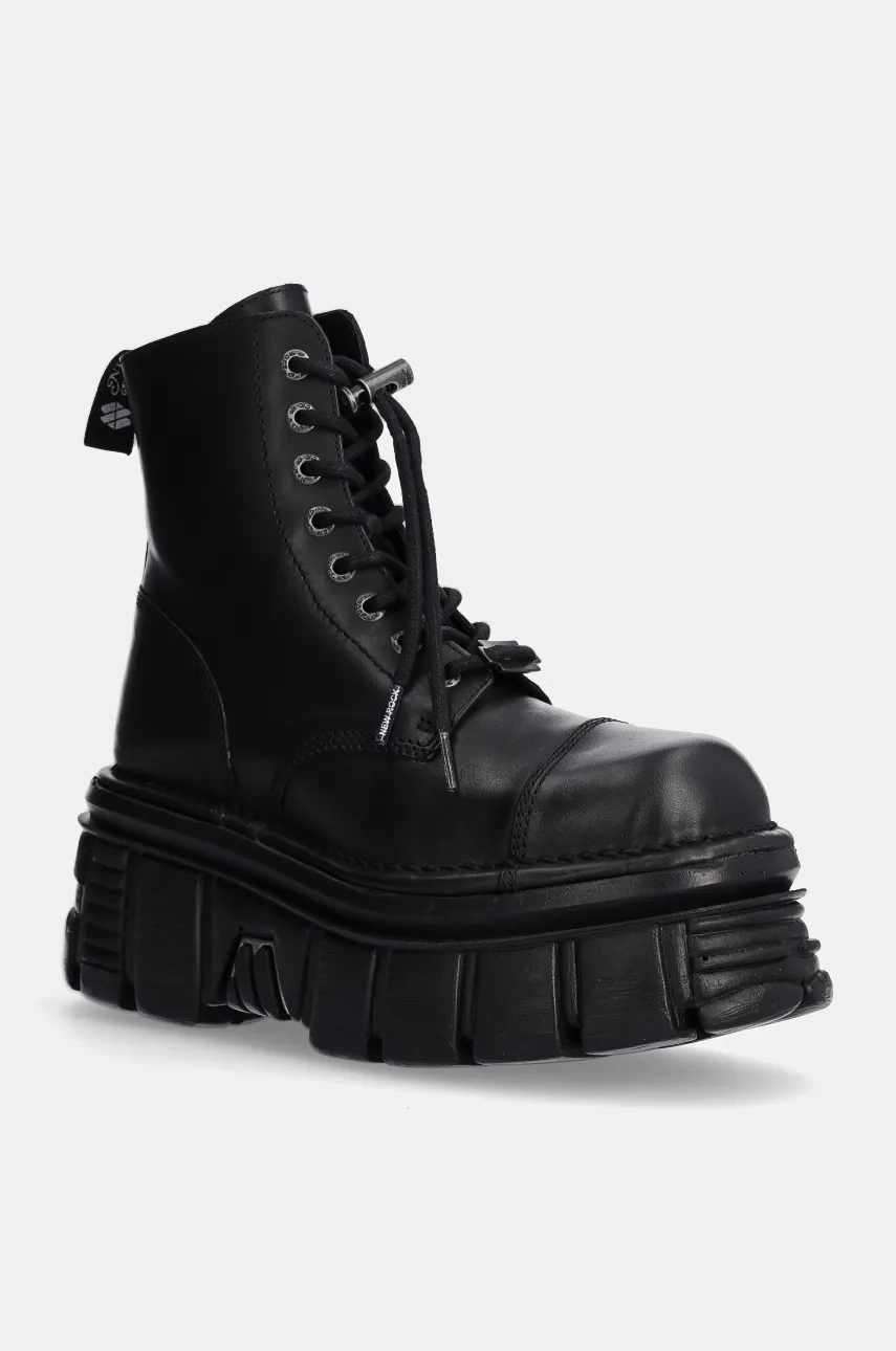 Кожаные байкерские ботинки Nomada Negro + Tower Negro Lateral E-14 New Rock, черный