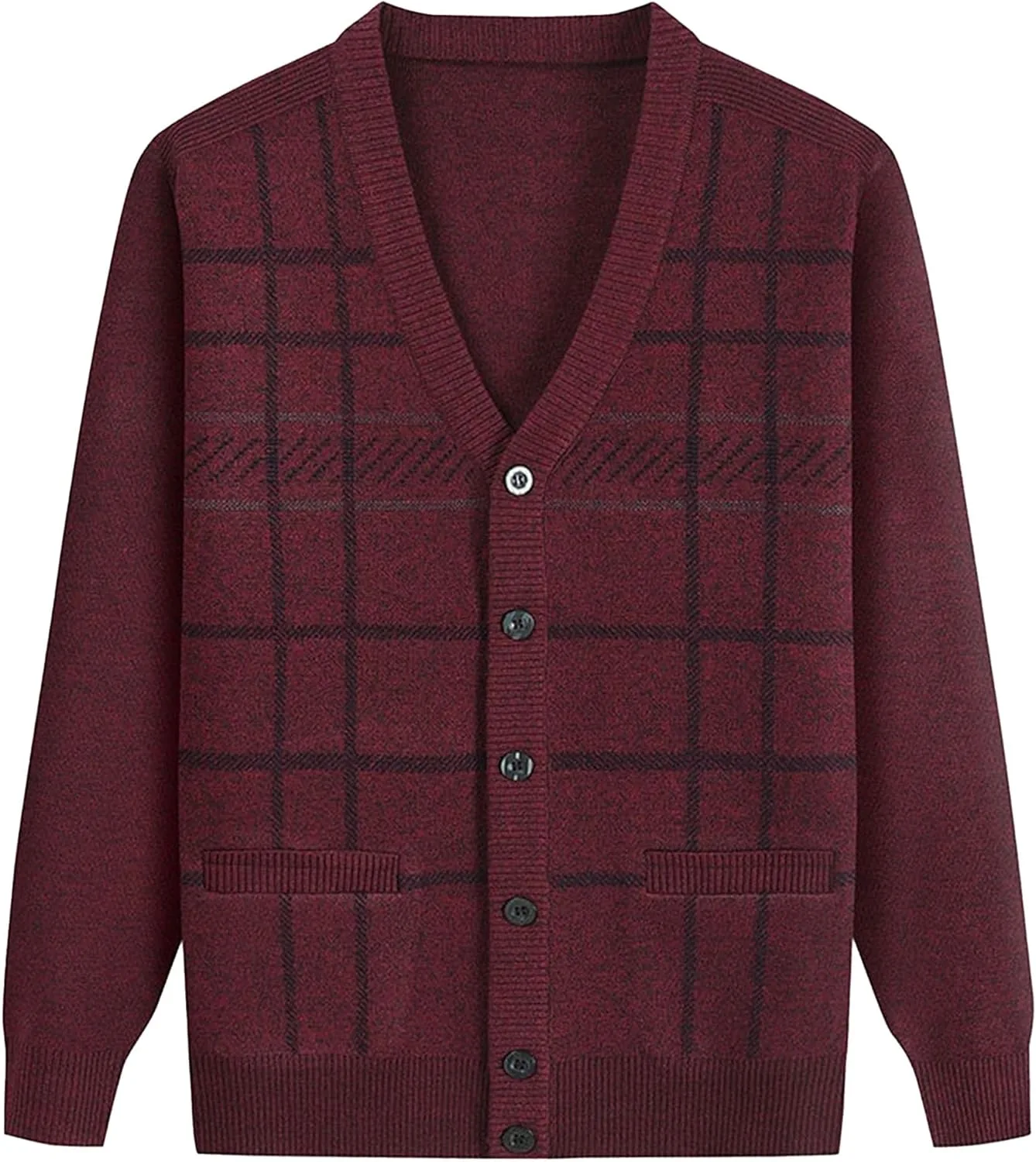 

Мужской кардиган Slim Fit V-образным вырезом на пуговицах QOAAIE