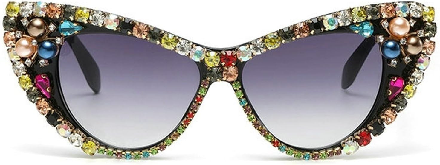 

Женские солнцезащитные очки «Кошачий глаз» с бриллиантами, модель 2020, большие панк-очки, винтажные очки с кристаллами и стразами, защита от ультрафиолета UV400 COTIA, Blue Tricolor Pearl