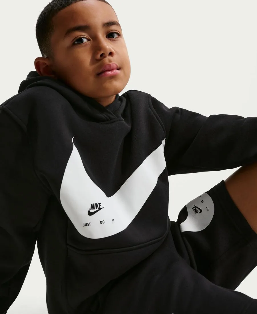 Толстовка с длинными рукавами Sportswear Club для мальчиков и девочек 7-20 лет Nike, черный/белый — фото 3