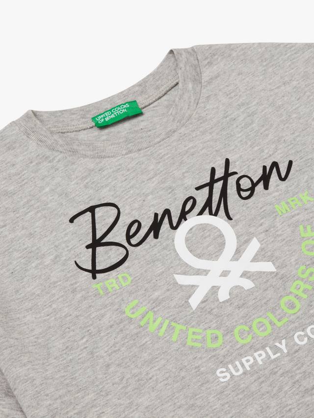 Детская футболка с круглым вырезом Benetton, Grey — фото 3