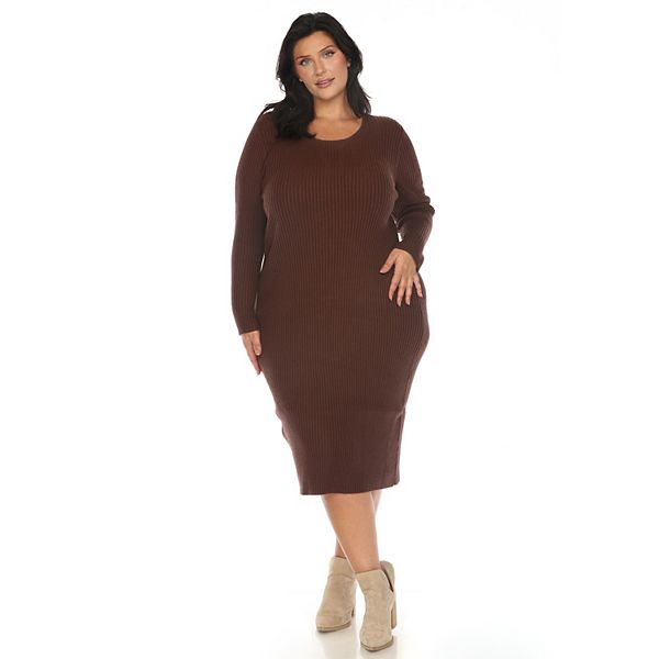 

Платье-свитер Plus size с длинным рукавом и ребристой вязкой Wm Fashion, Brown