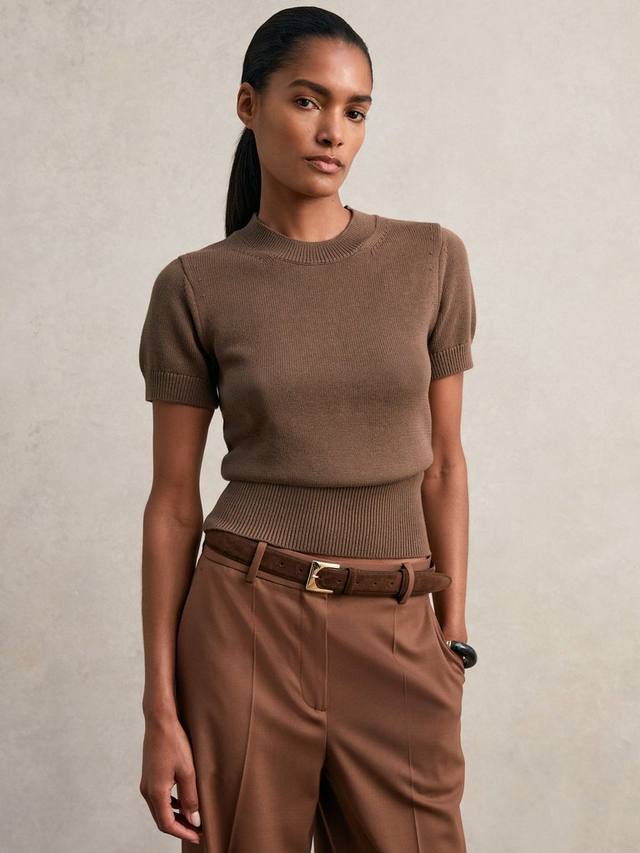 

Топ Anita с короткими рукавами Reiss, Mocha Brown
