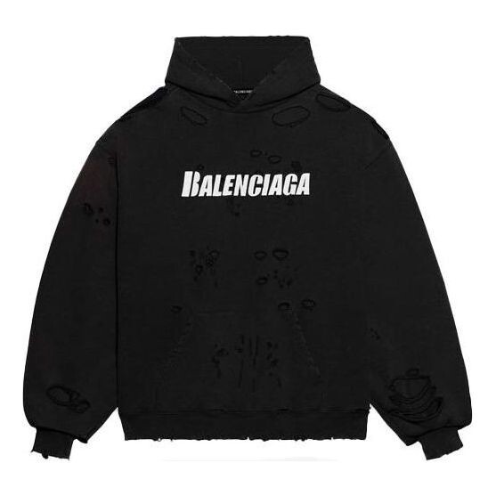 

Толстовка caps destroyed hoodie 'black white' Balenciaga, черный
