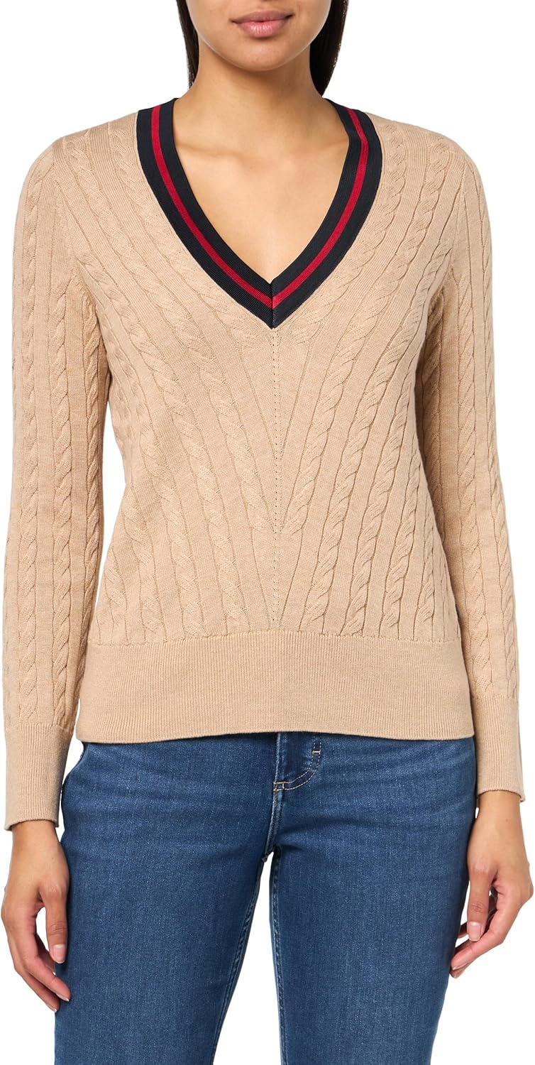

Женский вязаный свитер Tommy Hilfiger Cable-Knit, Light Heather Fawn Multi