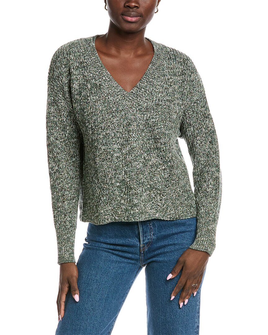 

Хлопковый вязаный свитер с V-образным вырезом Autumn Cashmere, зеленый