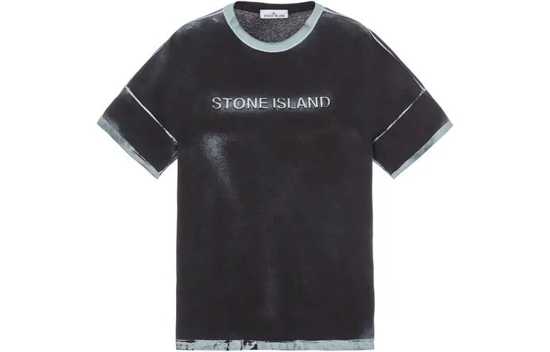 STONE ISLAND Футболка мужская с ручным напылением, цвет небесный