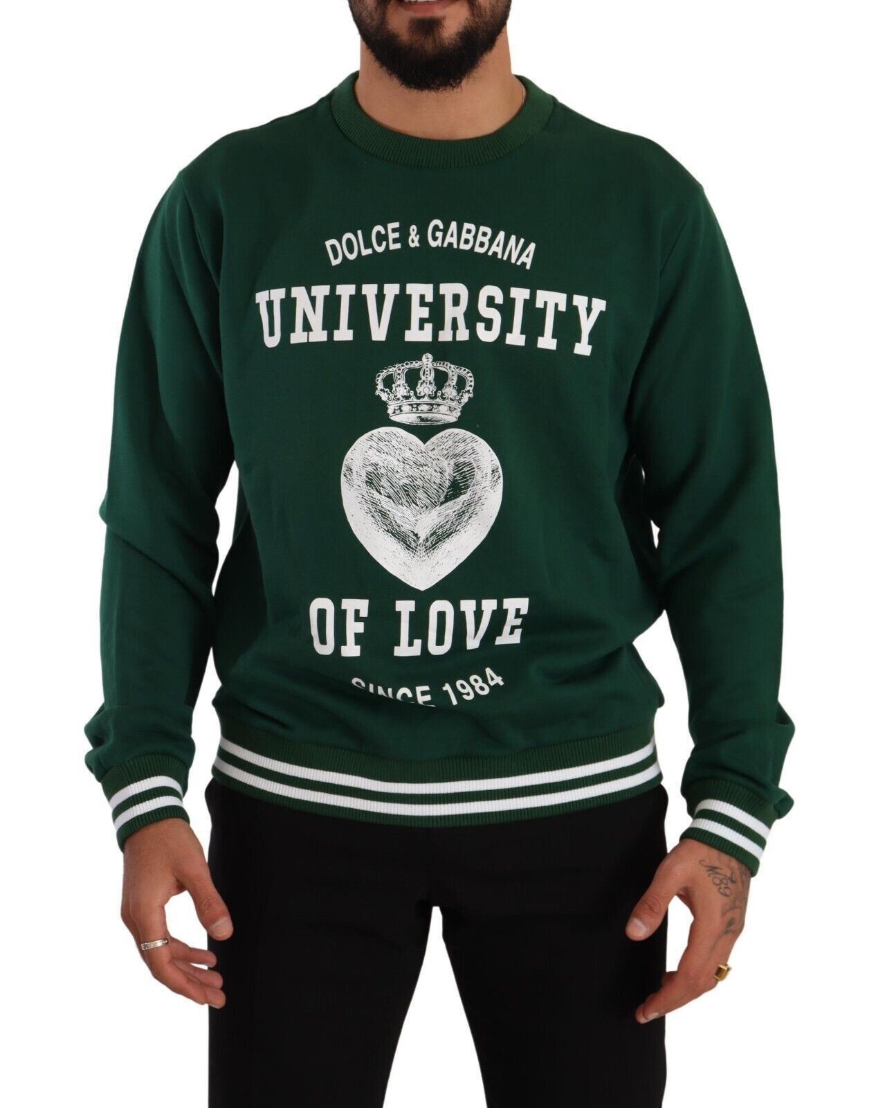 

Элегантный зеленый хлопковый пуловер Dolce & Gabbana