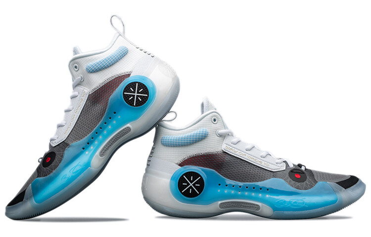 Кроссовки Li Ning Wow 10 Basketball, белый/серый/голубой — фото 4