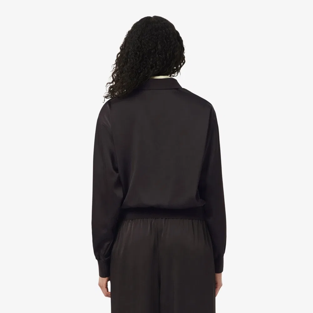 Топ-поло Lacoste Fluid Satin коричневый — фото 3