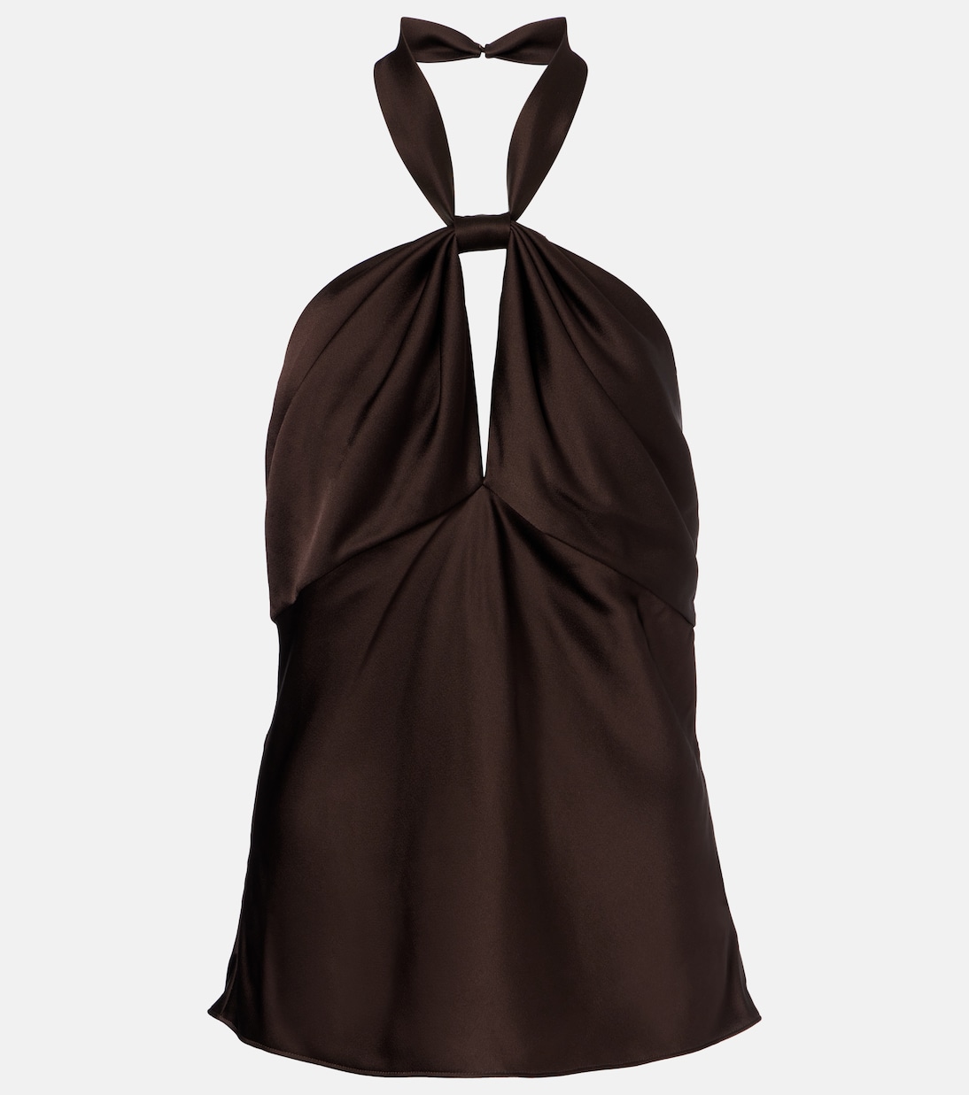 

Атласный топ с вырезом и бретелями-хомут Tom Ford, Deep Brown