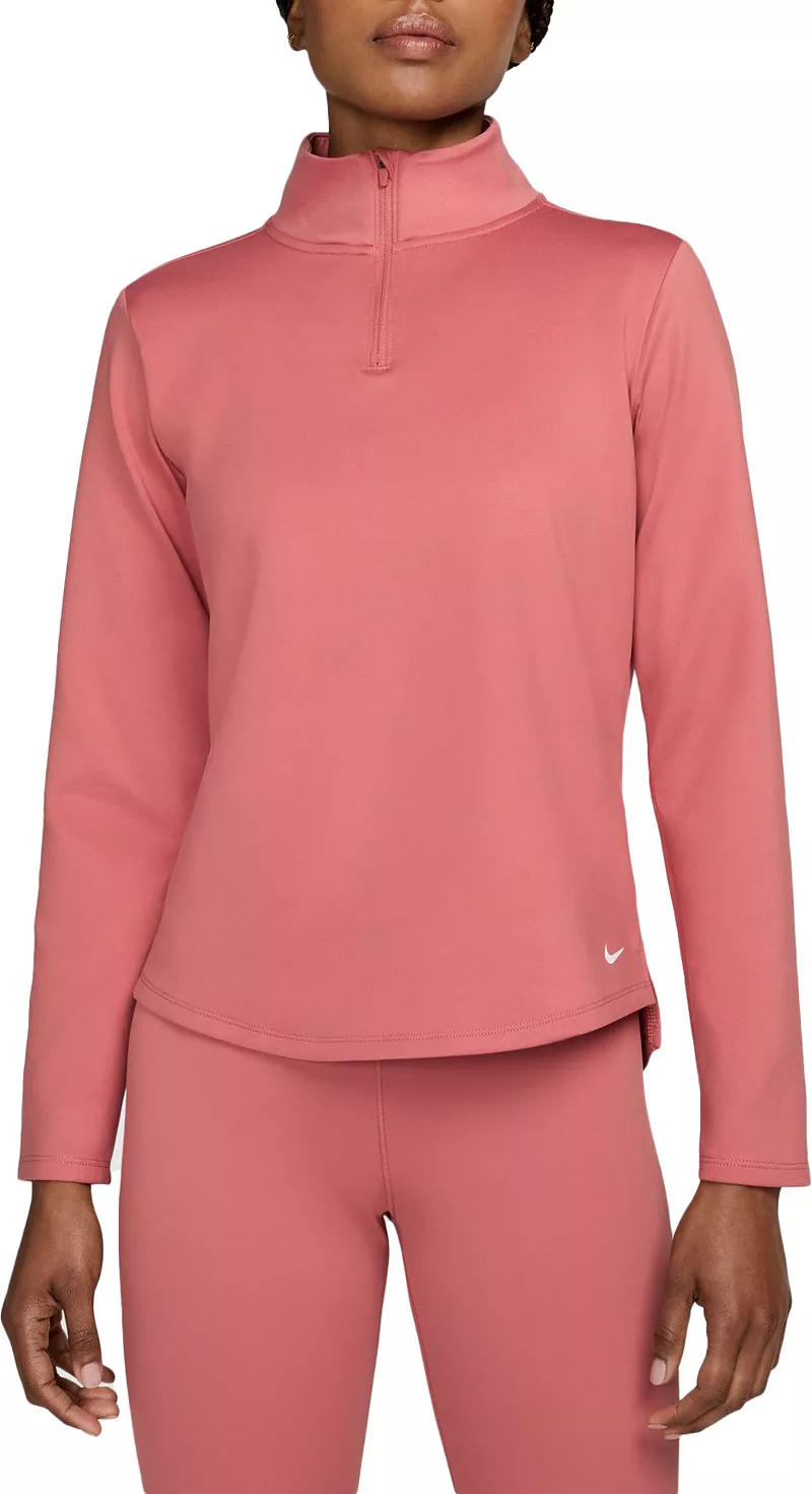 

Женская футболка с длинным рукавом и молнией 1/2 Nike One Therma-FIT, цвет Canyon Pink