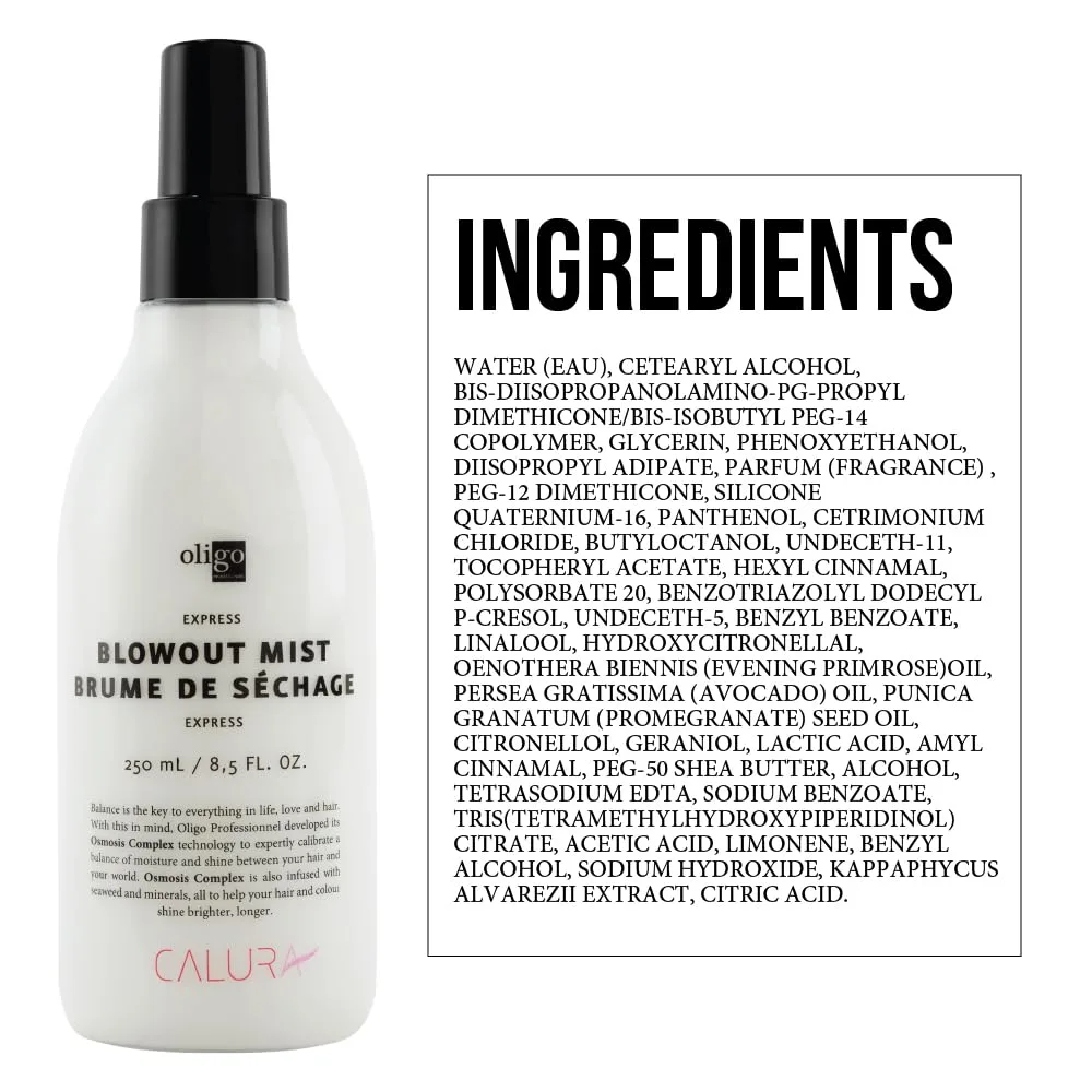 Calura Express Blowout Mist от Oligo Professional | Термозащитный спрей для волос с технологией Osmosis Complex | Минеральный термозащитный спрей для волос | Без сульфатов, 252 мл Oligo Professionnel — фото 3