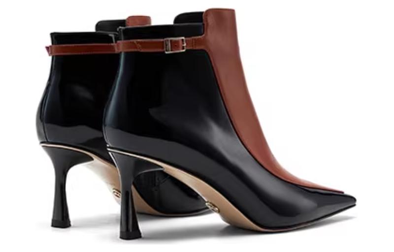 NINE WEST Ботинки женские на каблуке 7,5 см черные красные коричневые, цвет Black Red Brown — фото 4