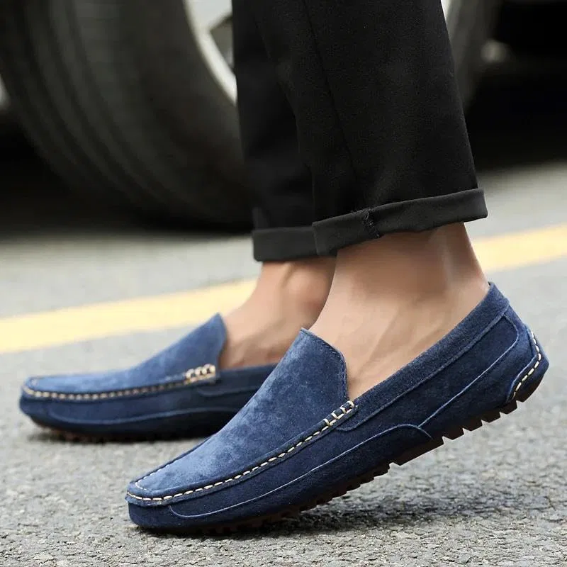 Мокасины мужские, кожа замшевая, Adhdyuud, Loafers, синий — фото 3