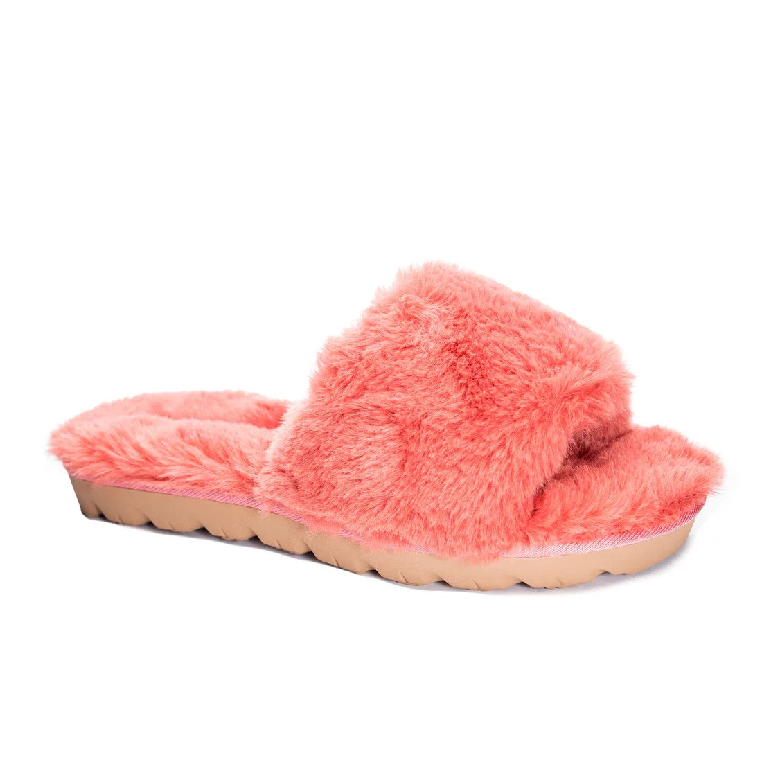 Chinese Laundry Rally Sandal Women's  Coral Faux Fur Comfort Slide JOBB582