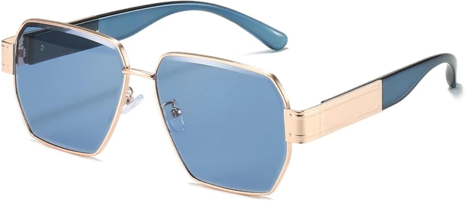 

Классические солнцезащитные очки для женщин и мужчин, модные, роскошные, в крупной оправе, винтажные, для путешествий и вождения, с защитой от УФ-излучения UV400 TKKTLLT, Blue Blue