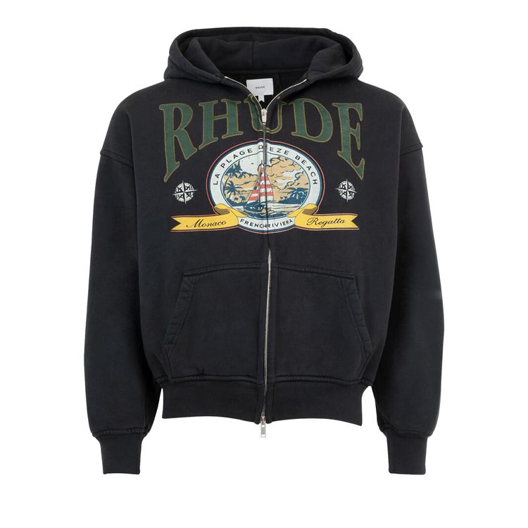 

Худи Rhude Monaco Regatta Full-Zip Hoodie 'Vintage Black', черный