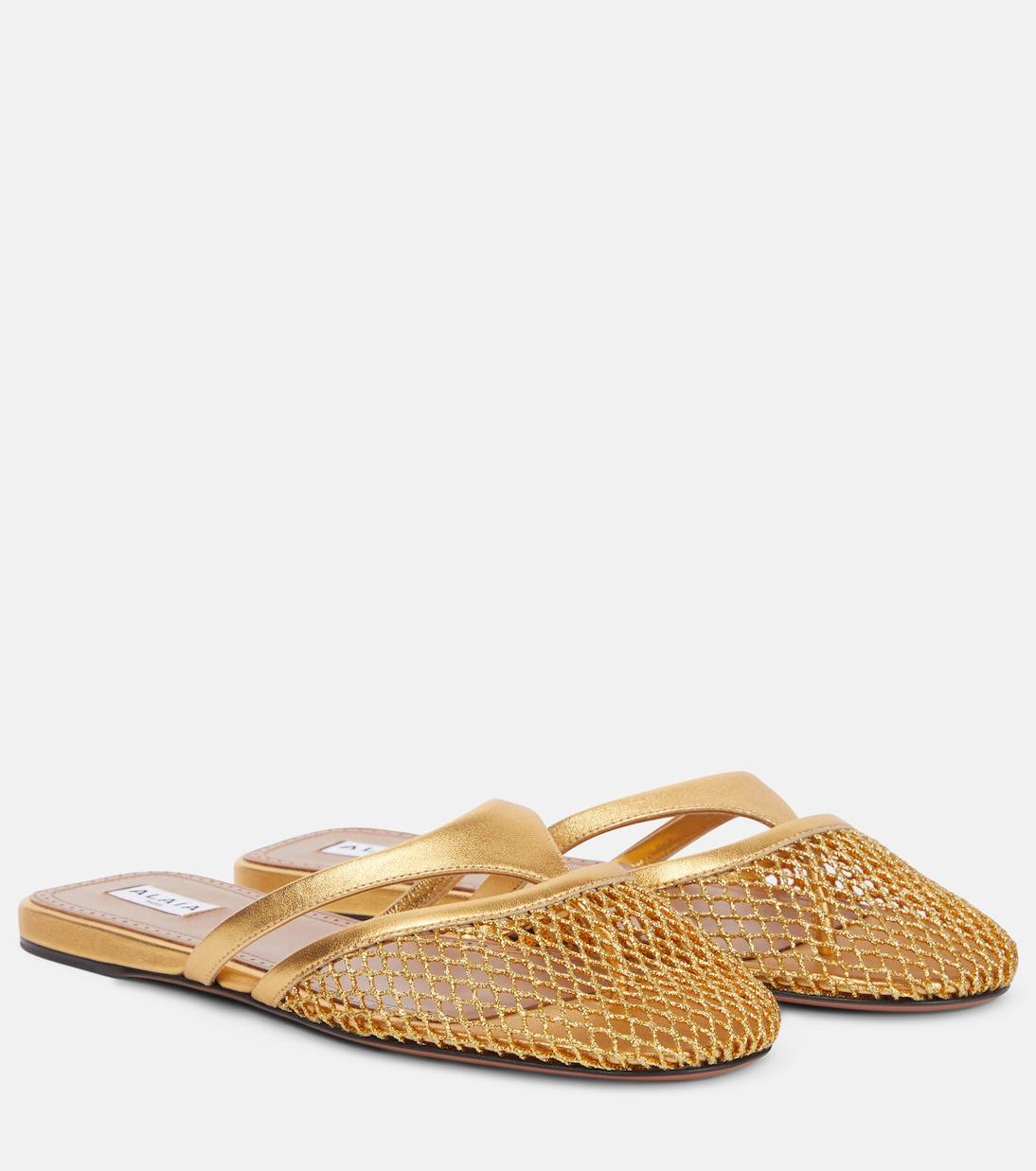 Инфрадито мюли из кожи с сеткой Alaïa, Or