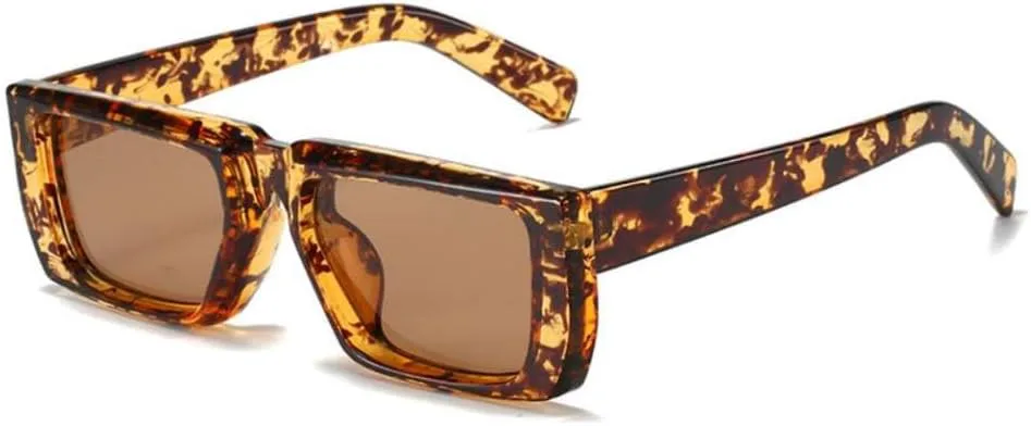 

Маленькие солнцезащитные очки для женщин, модный тренд, стимпанк, мужские винтажные роскошные прямоугольные солнцезащитные очки в стиле панк DSXLY, W-c20-leopard Tea