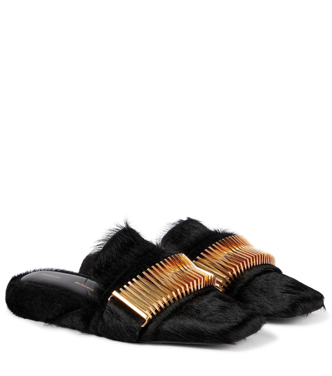 Тапочки Quad Coil из телячьей шерсти Proenza Schouler, черный