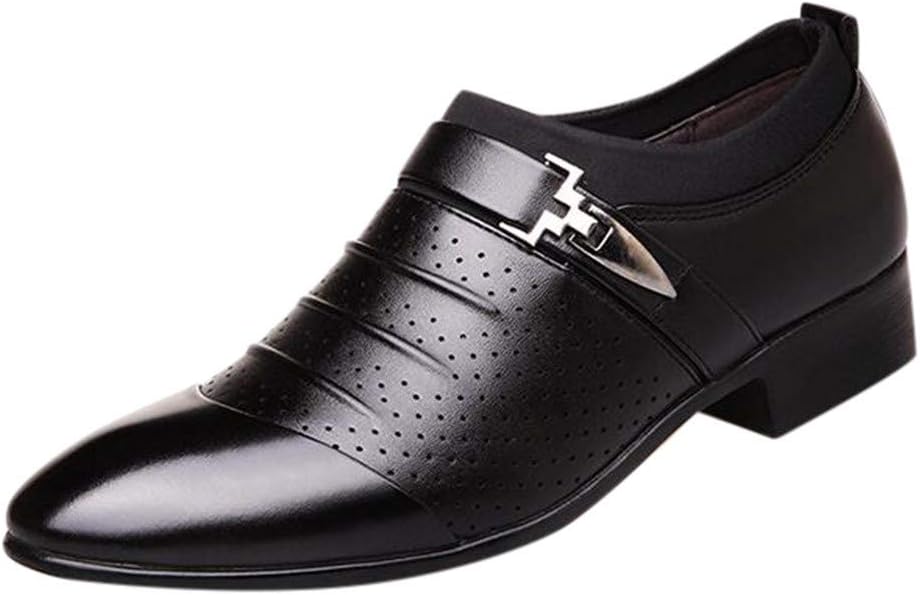 

Мужские деловые кожаные туфли с острым носком, повседневные дышащие сандалии, удобная обувь из кожи для мужчин Generic, черный