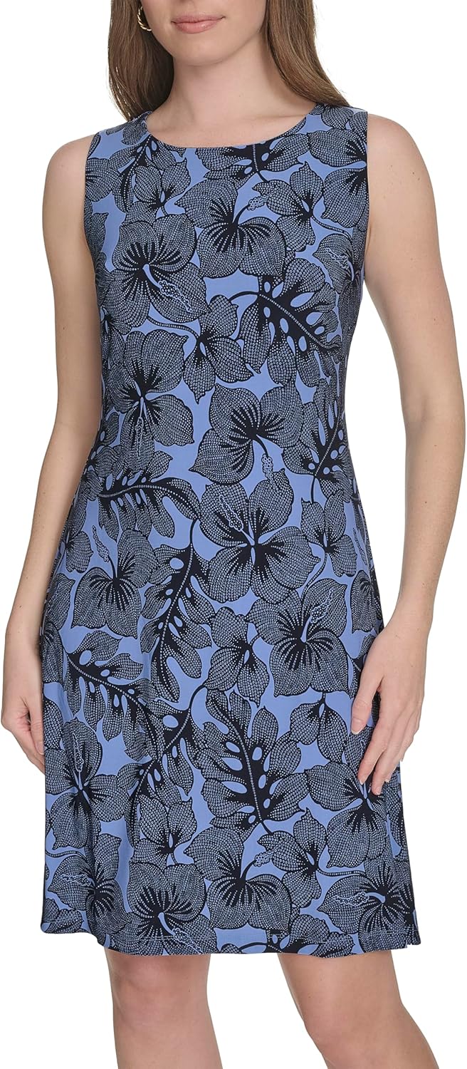 

Женское платье-трапеция Tommy Hilfiger из шифона с рукавами, French Blue/Sky Captain