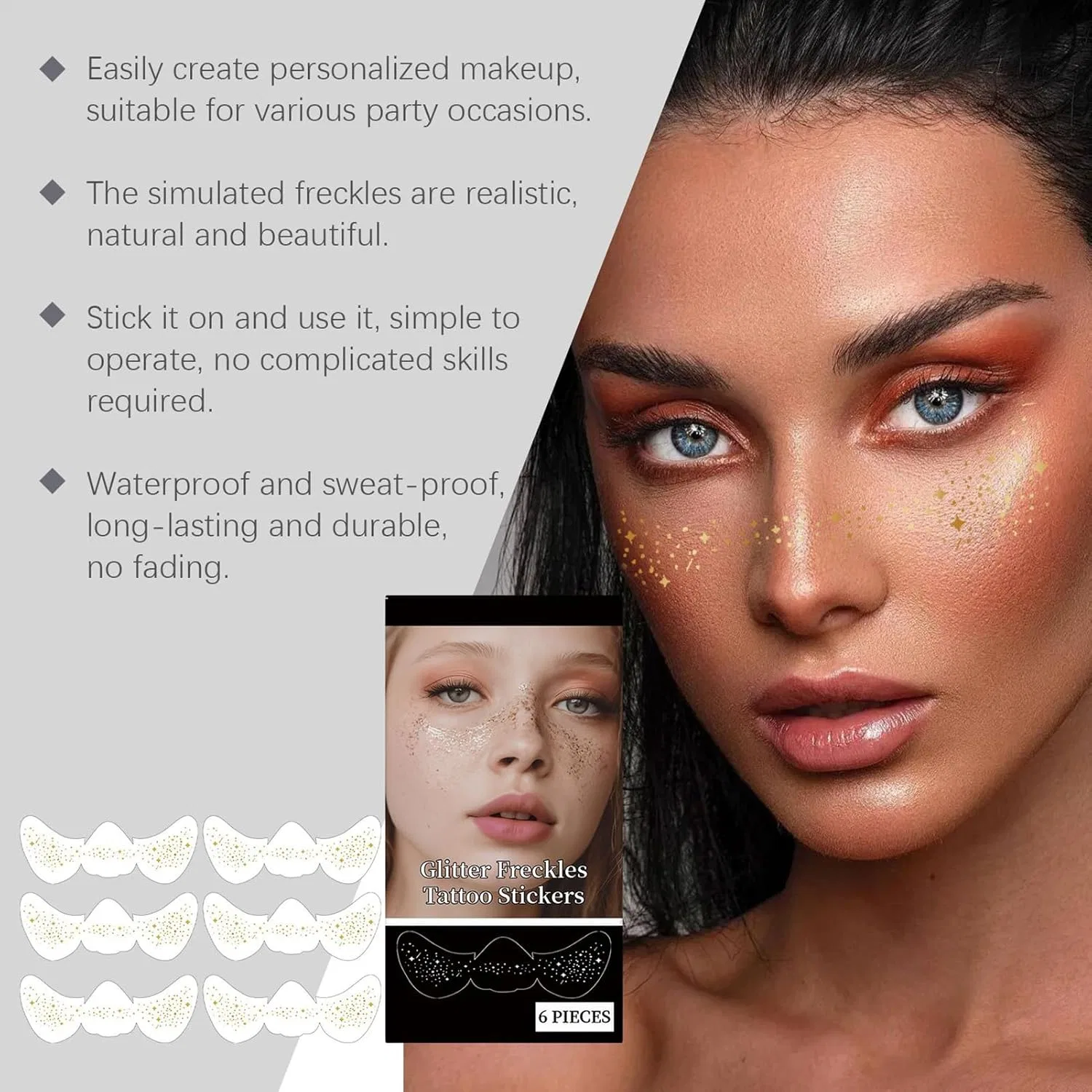 Наклейки веснушки для лица Glitter Freckle — фото 2