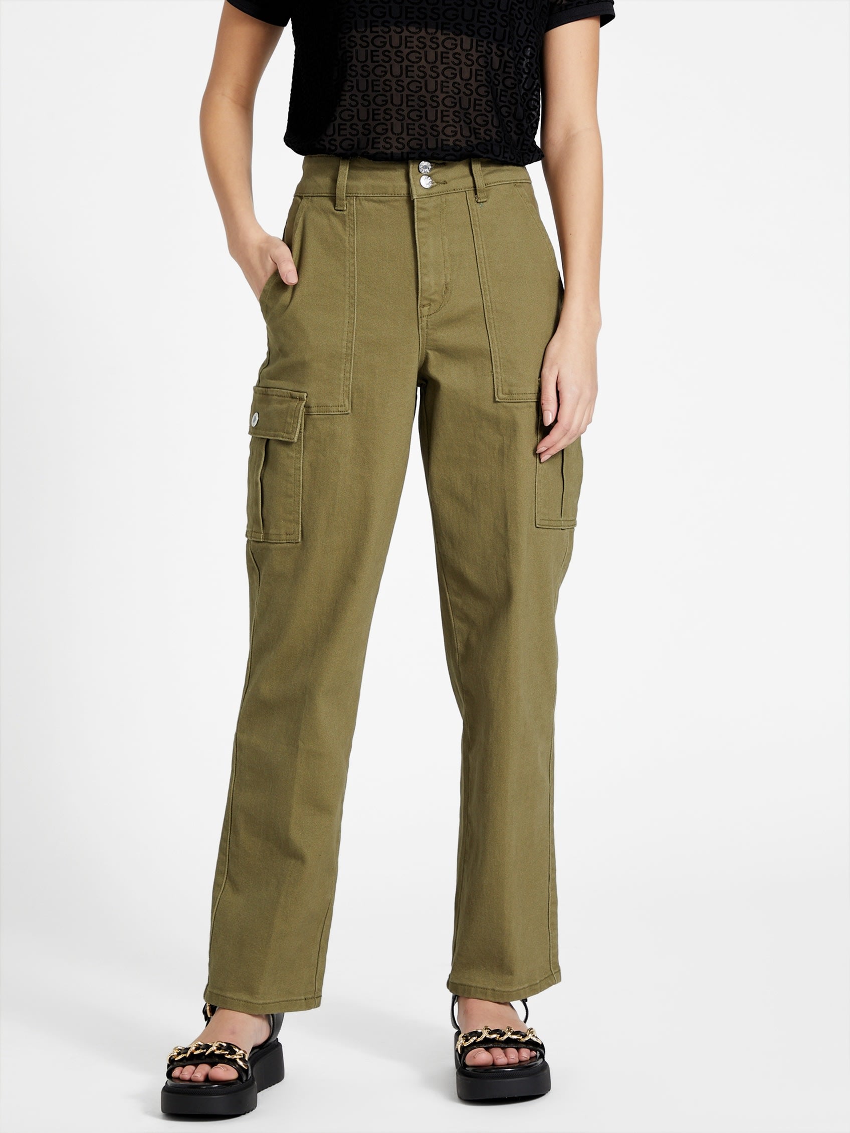 

Джинсы-карго Hailey с высокой посадкой Guess Factory, цвет dusty sage