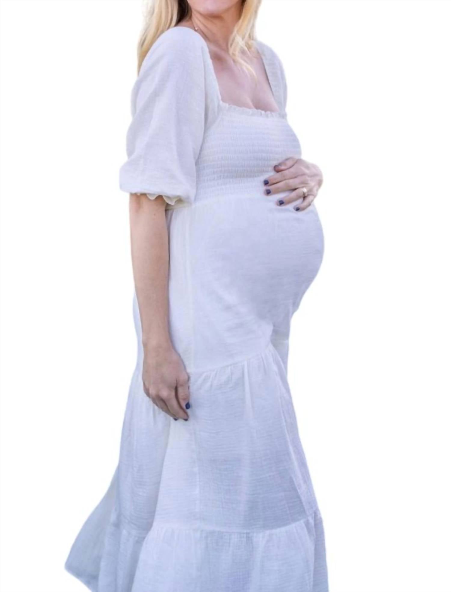 

Платье из муслина со сборками цвета слоновой кости Liv Maternity