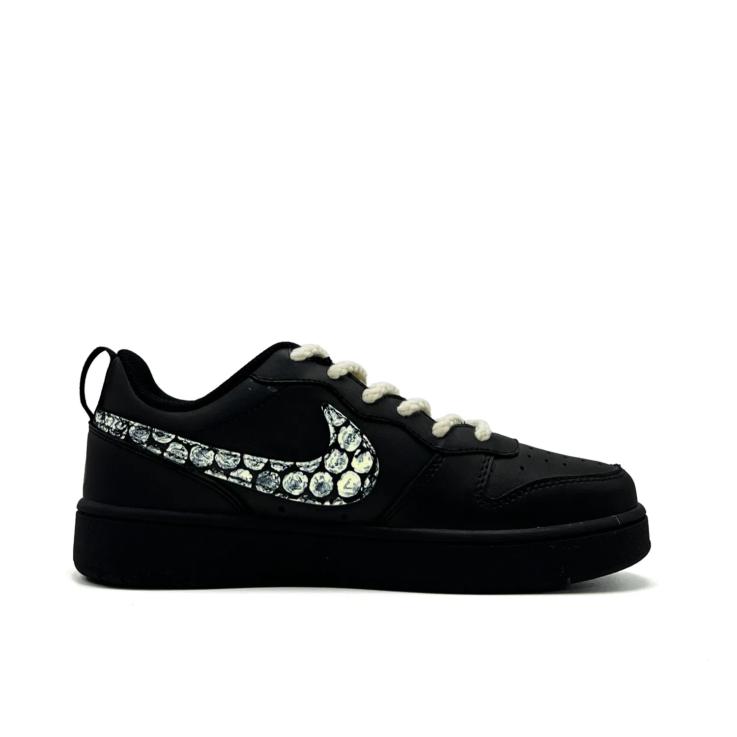 Детские кроссовки для скейтбординга Nike Court Borough Bubbles Bone Leather Low Top черные — фото 3