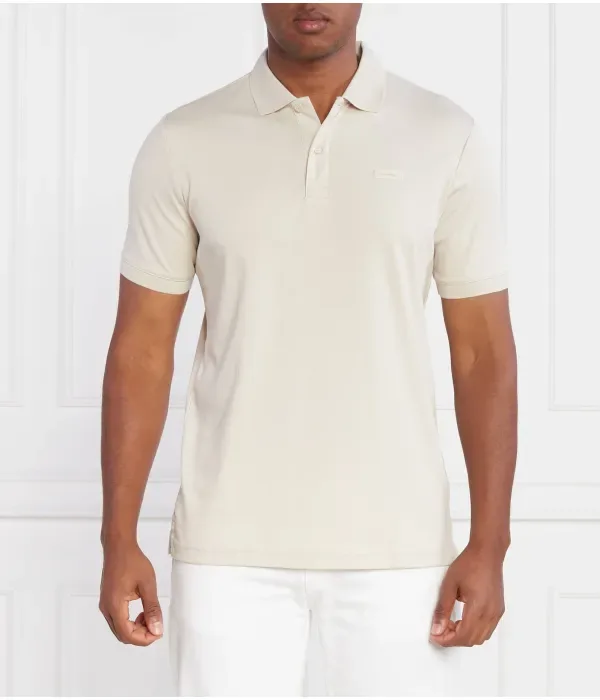 Поло из гладкого хлопка, облегающее поло slim fit Calvin Klein, бежевый