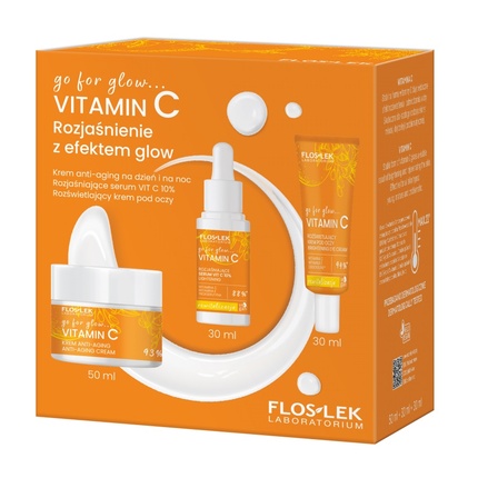

Go For Glow Vitamin C Anti-Aging Cream Day And Night 50 мл, Brightening Serum Vit C 10 30 мл, Illuminating Eye Cream 30 мл Floslekset