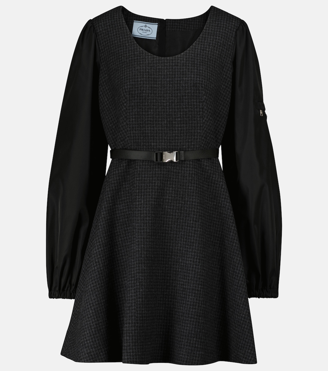 

Мини-платье в клетку Prada, Antracite+Nero