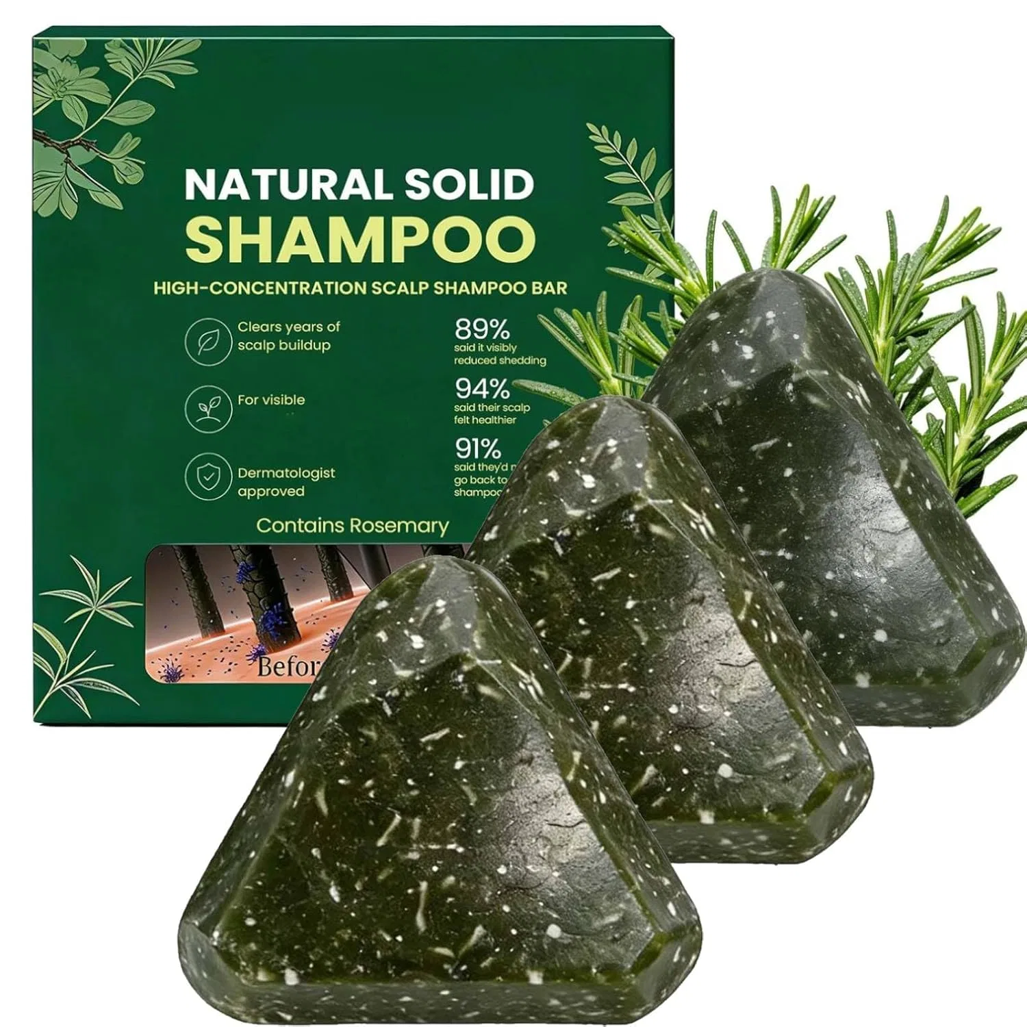 Твердый шампунь Yoracare Korean Scalp Revival Bar с розмарином и аминокислотами Vokkrv, 3