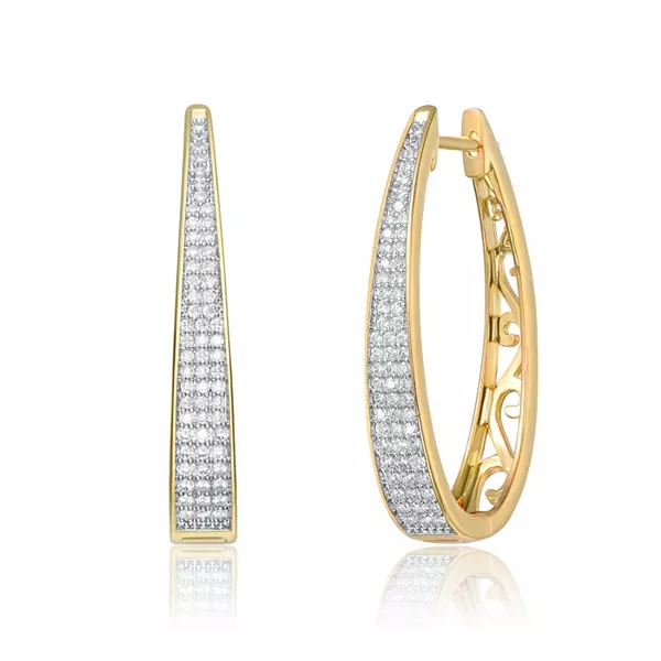 

Серьги-Кольца продолговатой овальной формы с покрытием из 14-каратного золота и кубическими циркониями Rachel Glauber, gold