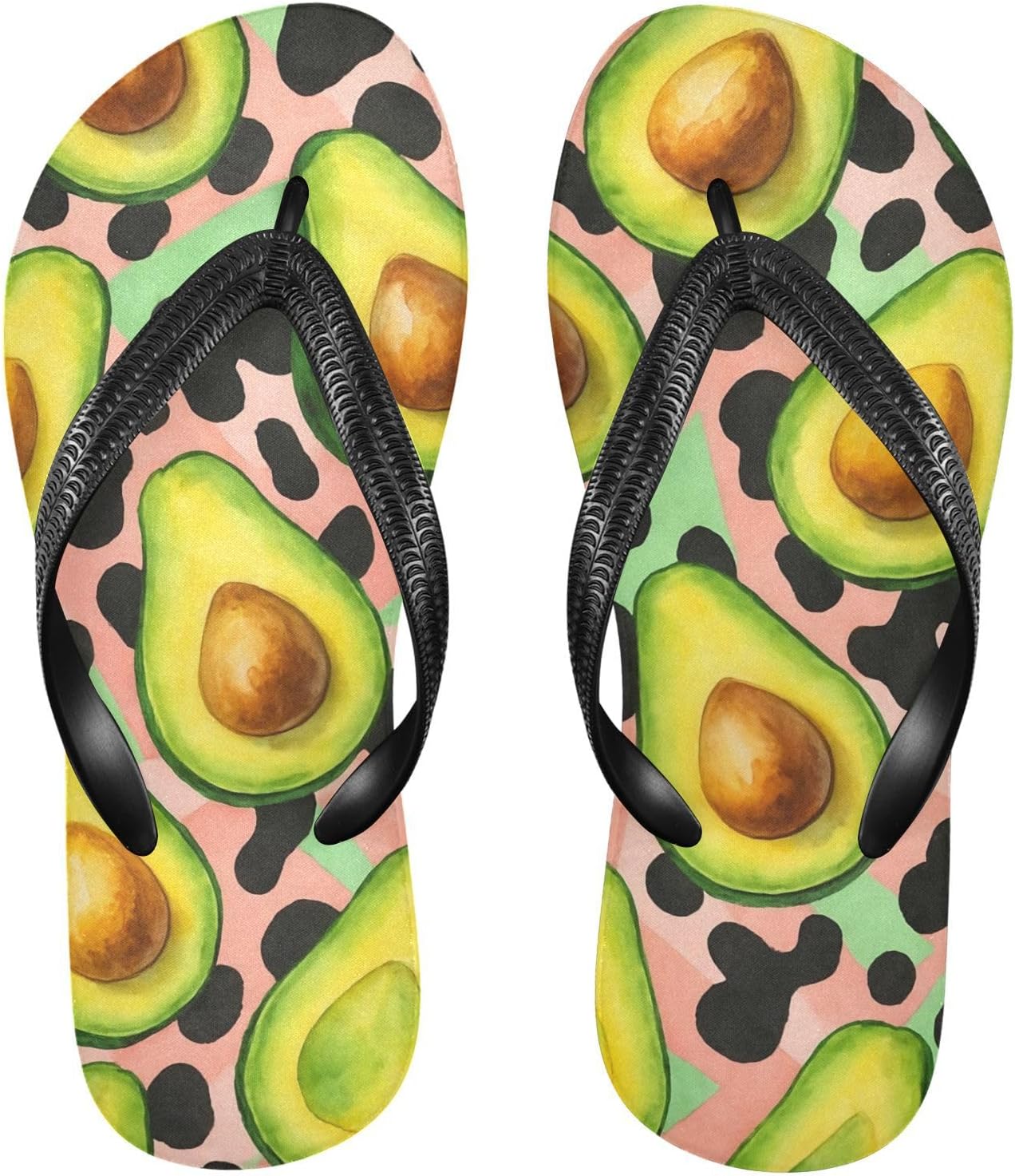 

Вьетнамки с авокадо, черными пятнами и розовой подошвой, пляжные шлепанцы, резиновые, нескользящие, летние тапочки для мужчин и женщин, для прогулок Sinestour