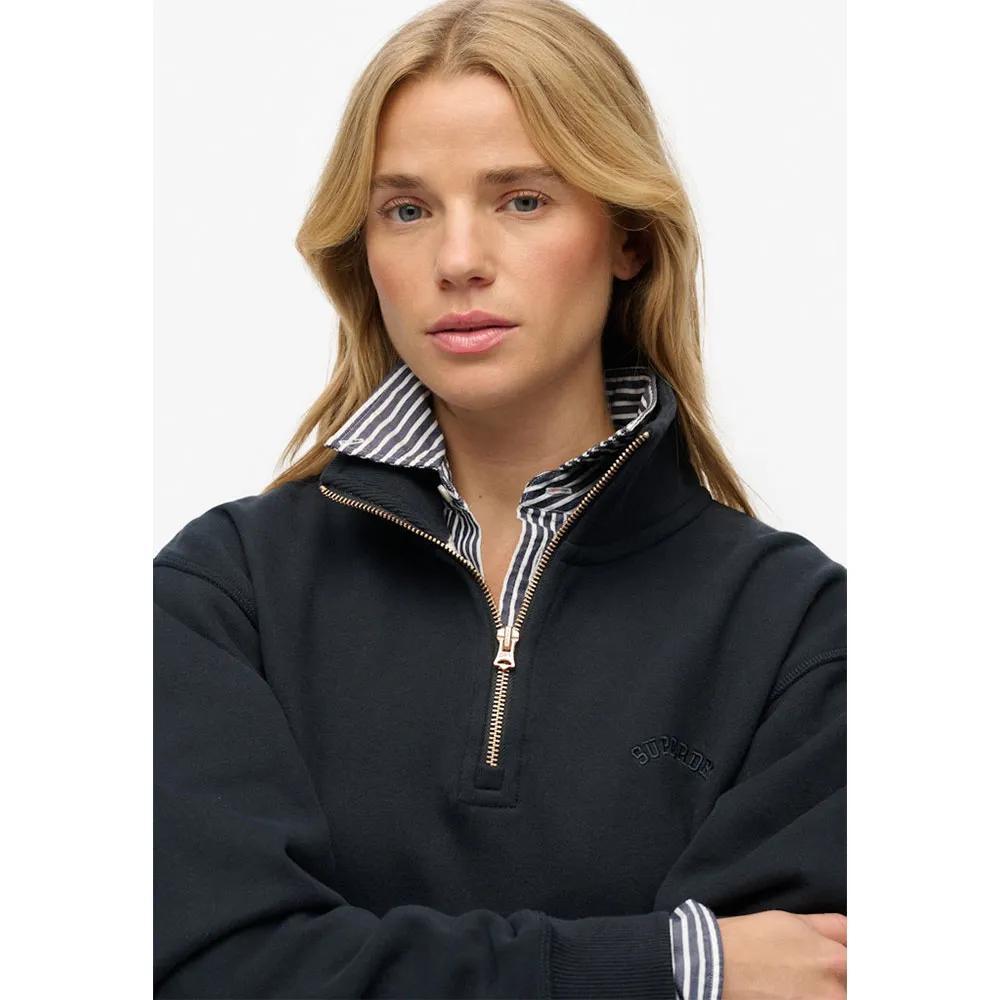 Толстовка Superdry Essential с вышитым логотипом и застежкой-молнией до середины груди, синий — фото 3