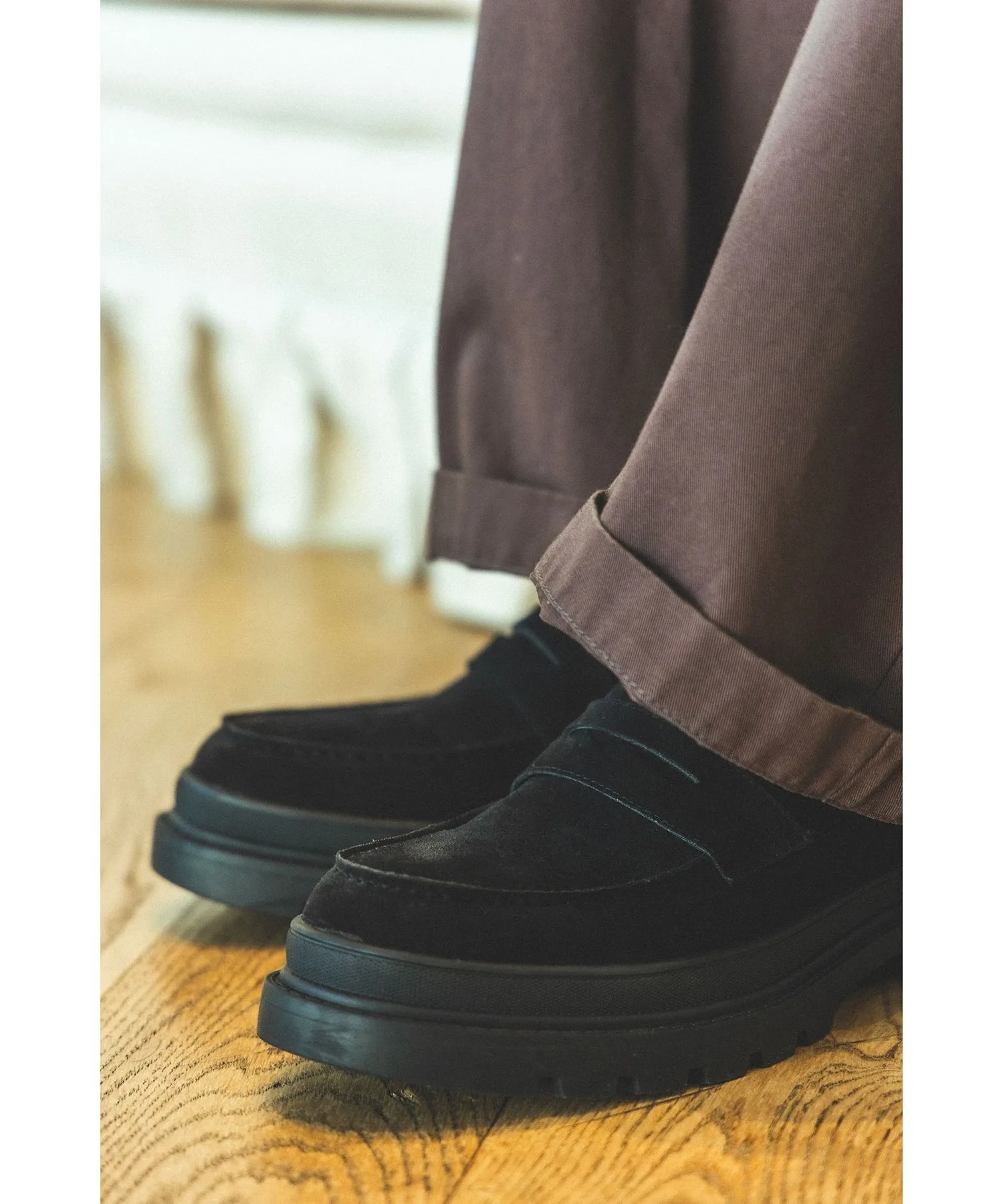 Мужские лоферы с объемной подошвой Coin Loafer BEAMS HEART черные — фото 2