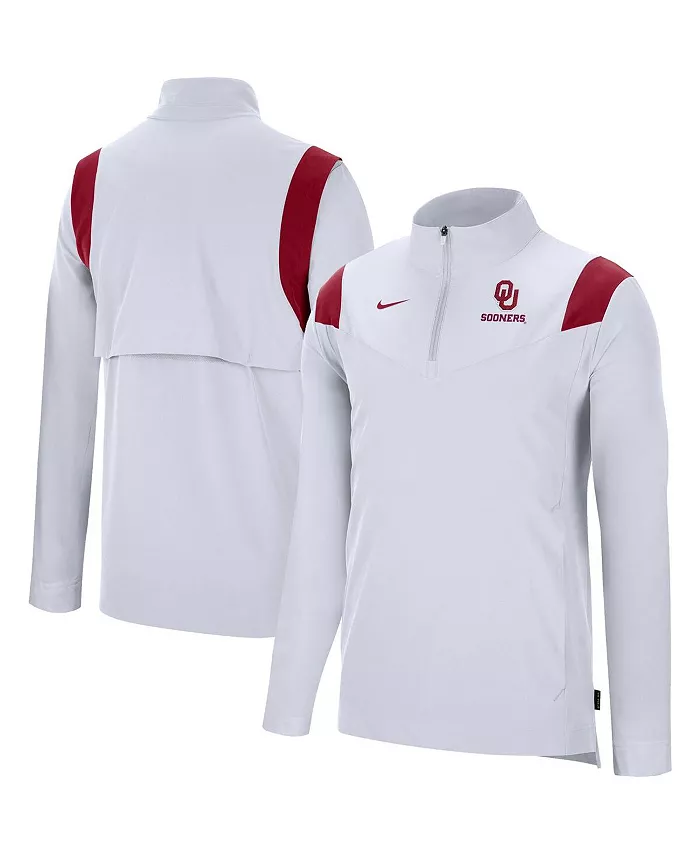 

Мужская белая толстовка Oklahoma Sooners Coach с молнией на четверть Nike