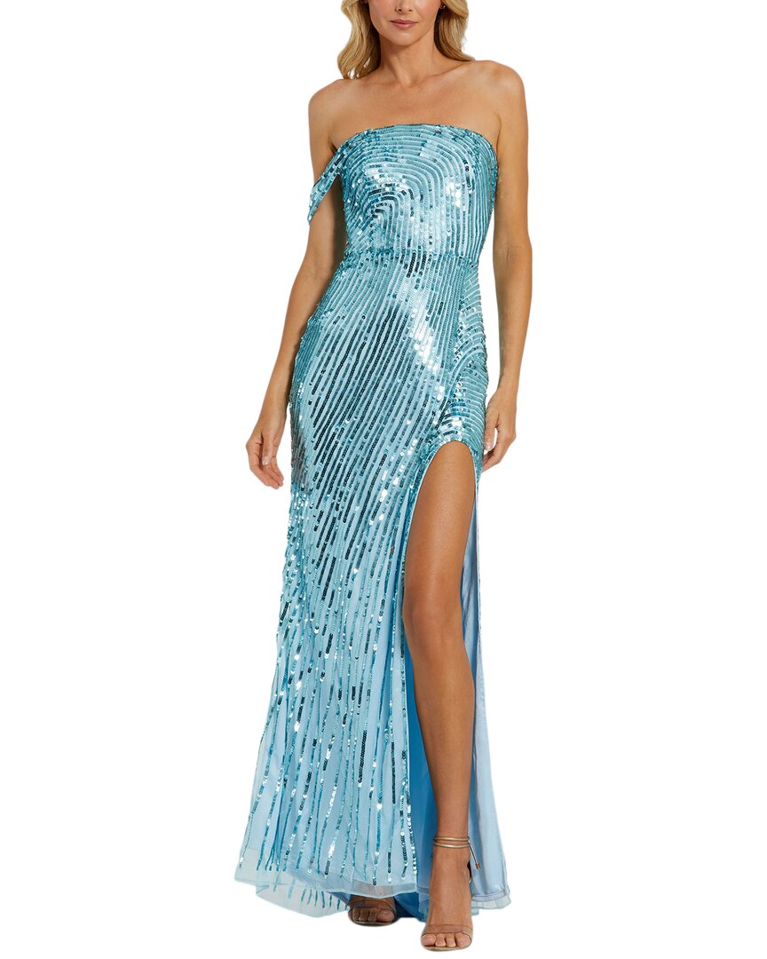

Платье Mac Duggal с пайетками из сетки, Aqua
