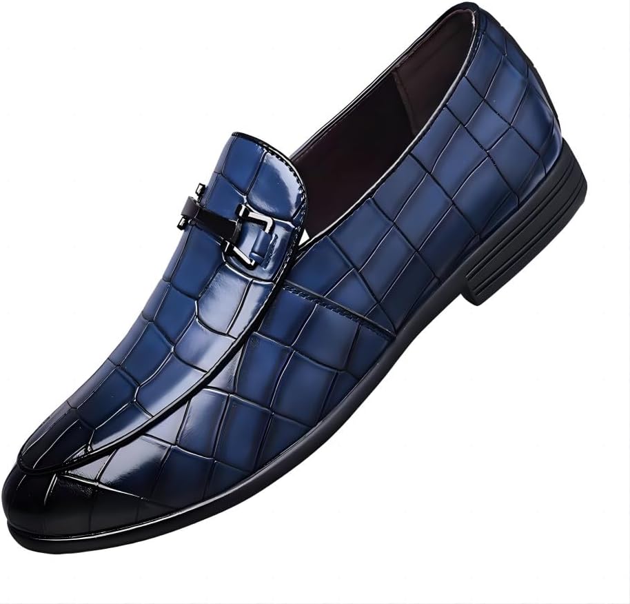 

Мужские кожаные лоферы Бизнес Формальные повседневные классические комфортные свадебные офисные дышащие оксфорды Asifn, синий